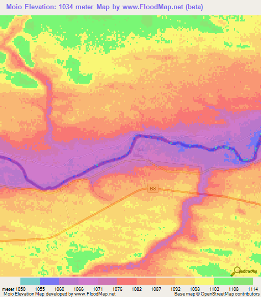 Moio,Angola Elevation Map