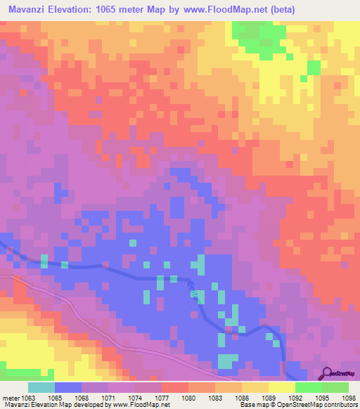 Mavanzi,Angola Elevation Map