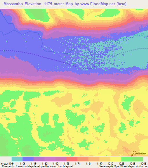 Massambo,Angola Elevation Map