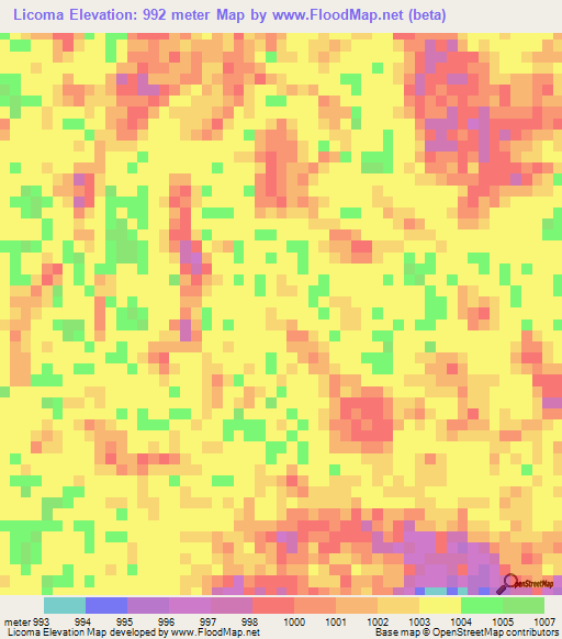 Licoma,Angola Elevation Map