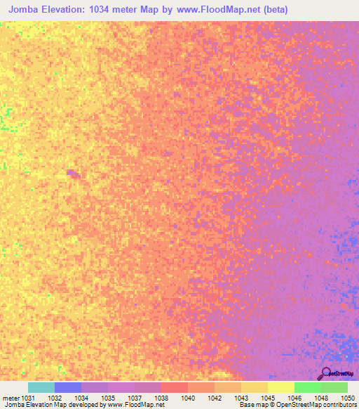 Jomba,Angola Elevation Map