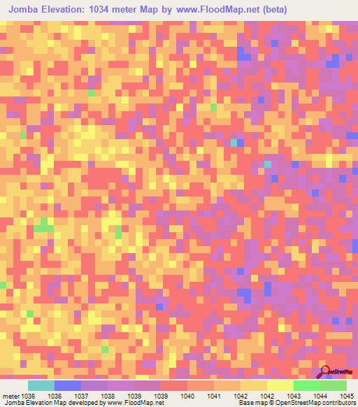 Jomba,Angola Elevation Map