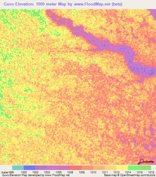 Guvo,Angola Elevation Map