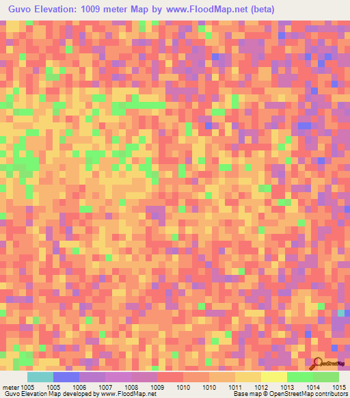 Guvo,Angola Elevation Map