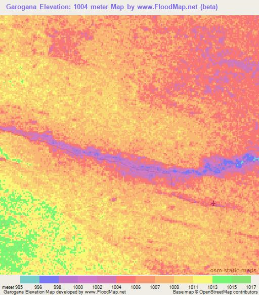 Garogana,Angola Elevation Map