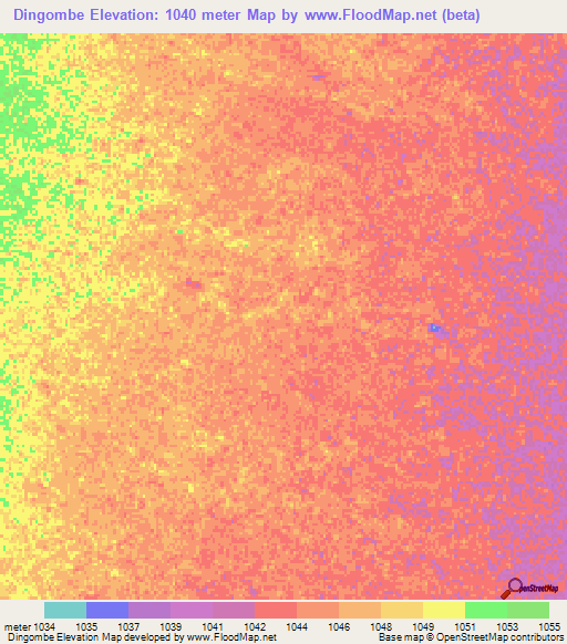 Dingombe,Angola Elevation Map