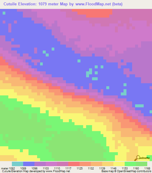 Cutuile,Angola Elevation Map