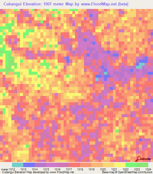 Cubangui,Angola Elevation Map