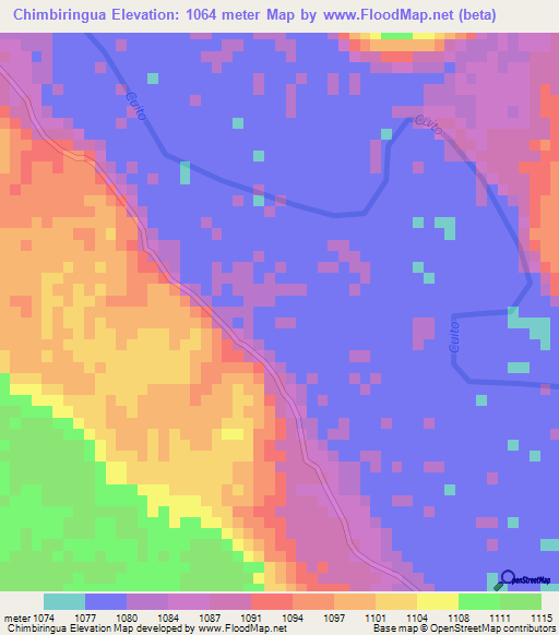 Chimbiringua,Angola Elevation Map