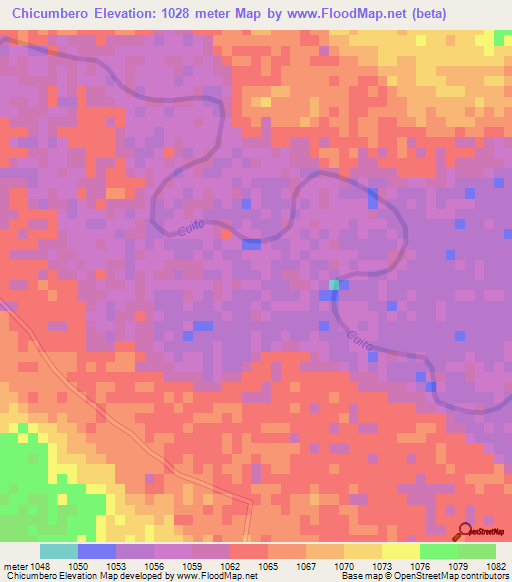 Chicumbero,Angola Elevation Map