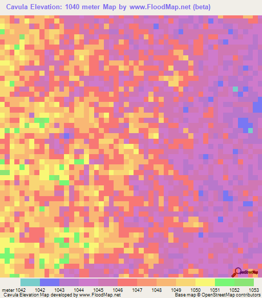Cavula,Angola Elevation Map