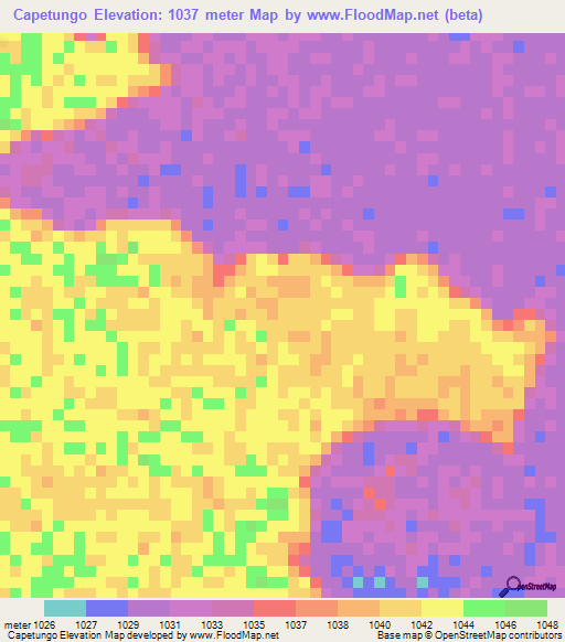 Capetungo,Angola Elevation Map