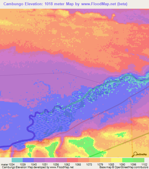 Cambungo,Angola Elevation Map