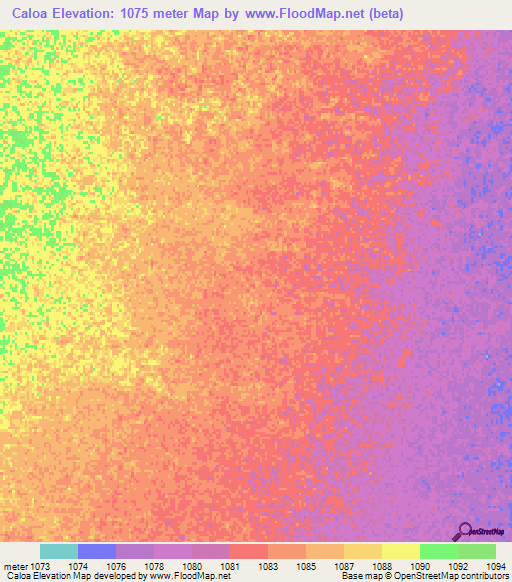 Caloa,Angola Elevation Map