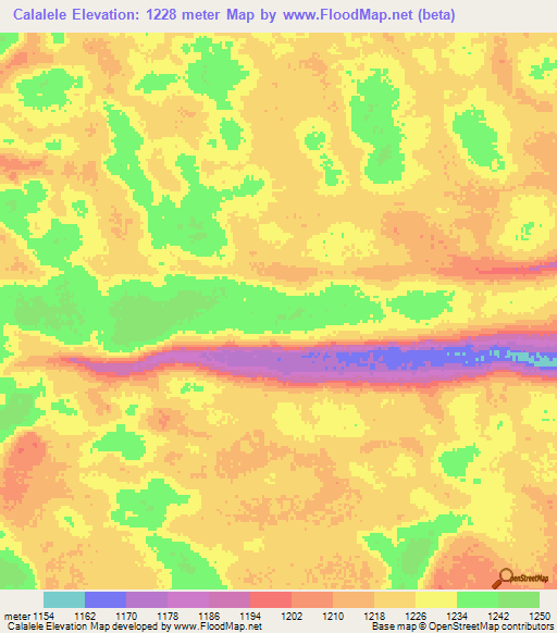Calalele,Angola Elevation Map