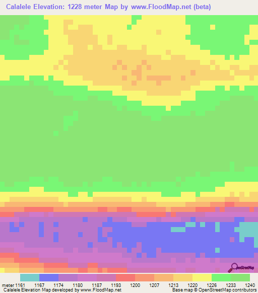Calalele,Angola Elevation Map