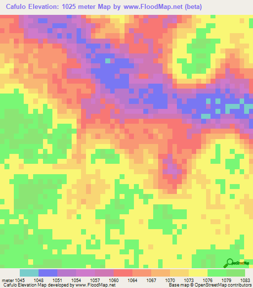 Cafulo,Angola Elevation Map