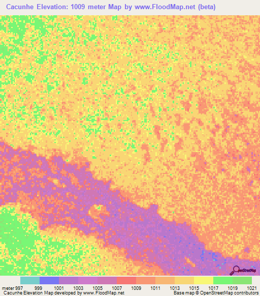 Cacunhe,Angola Elevation Map