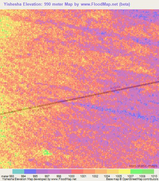 Yishesha,Namibia Elevation Map
