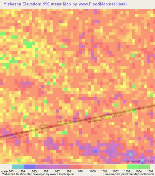 Yishesha,Namibia Elevation Map