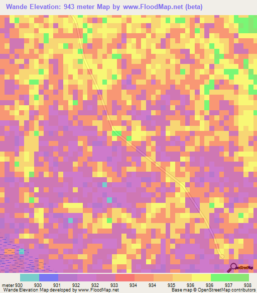 Wande,Namibia Elevation Map