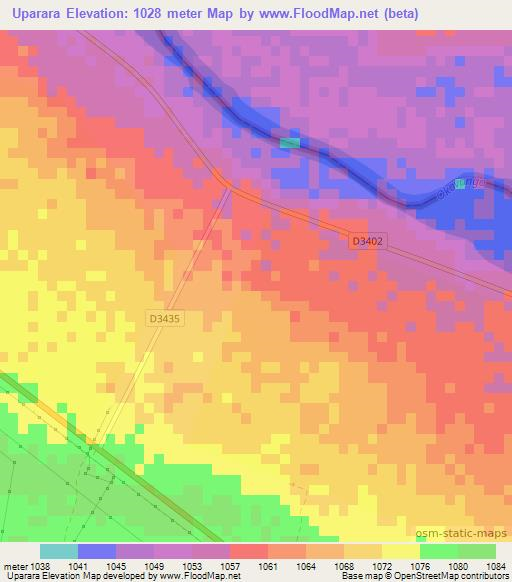 Uparara,Namibia Elevation Map