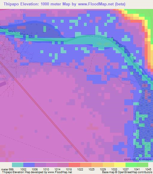 Thipapo,Namibia Elevation Map