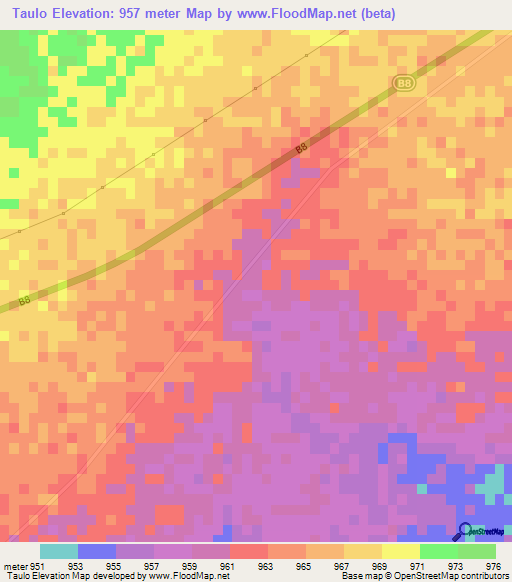 Taulo,Namibia Elevation Map