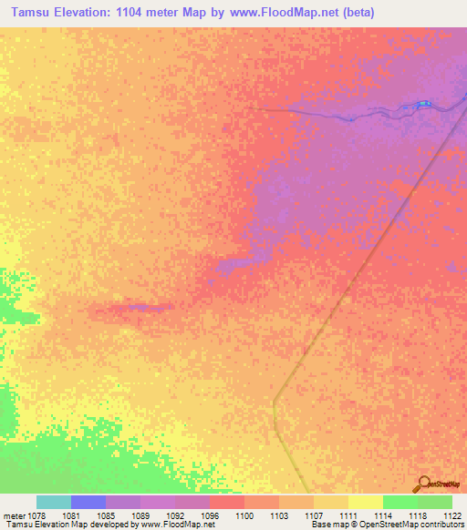 Tamsu,Namibia Elevation Map