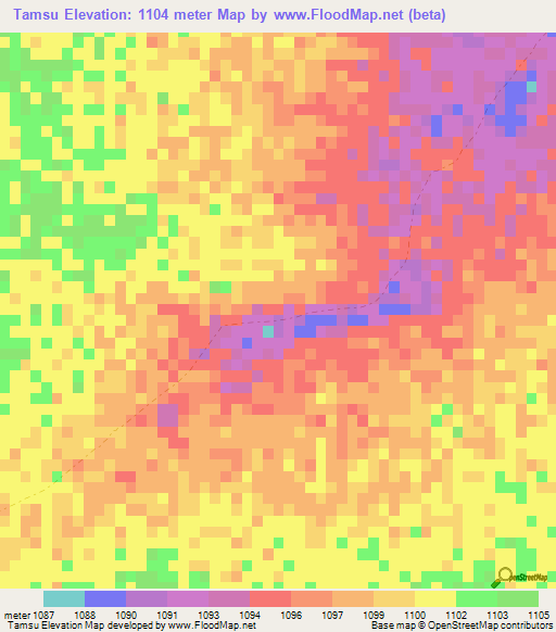 Tamsu,Namibia Elevation Map