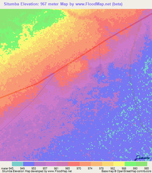 Situmba,Namibia Elevation Map