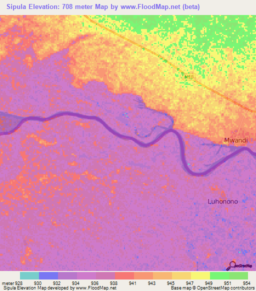 Sipula,Namibia Elevation Map
