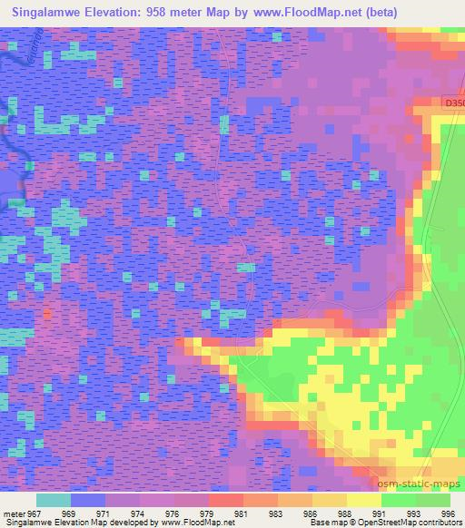 Singalamwe,Namibia Elevation Map