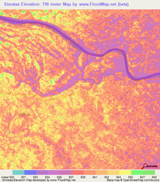 Simataa,Namibia Elevation Map