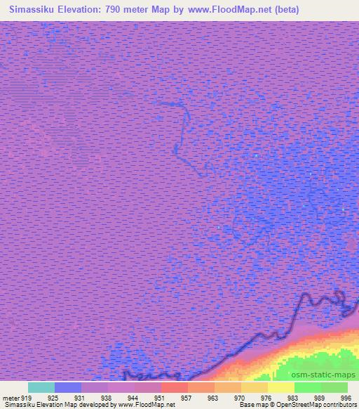 Simassiku,Namibia Elevation Map