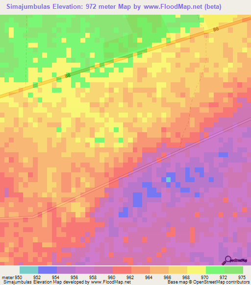 Simajumbulas,Namibia Elevation Map
