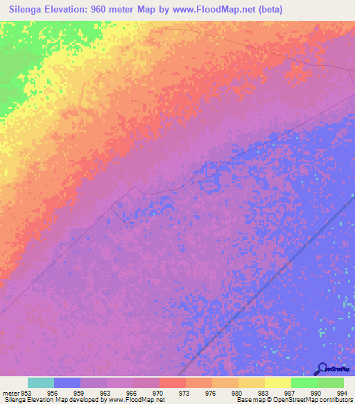 Silenga,Namibia Elevation Map
