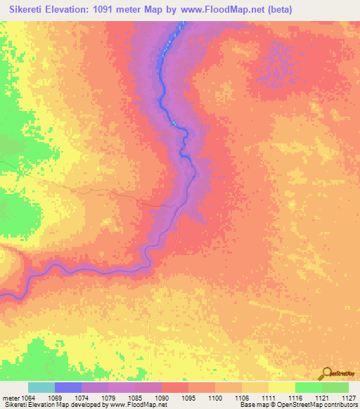 Sikereti,Namibia Elevation Map