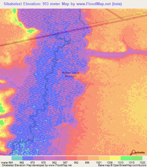Sikabelezi,Namibia Elevation Map