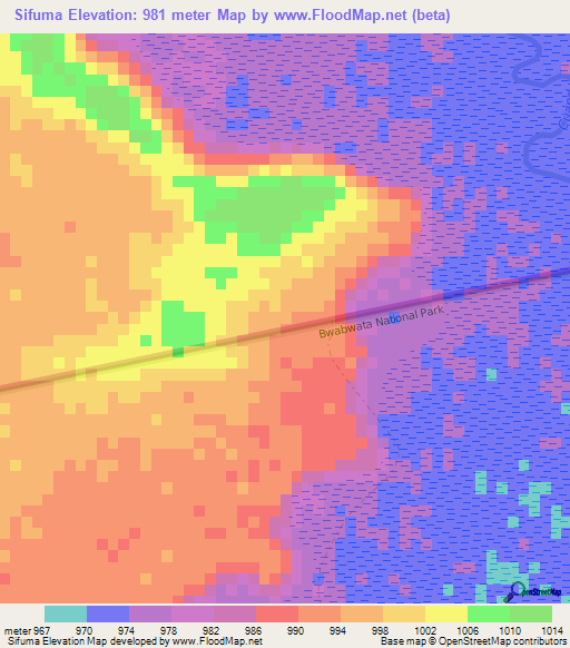 Sifuma,Namibia Elevation Map