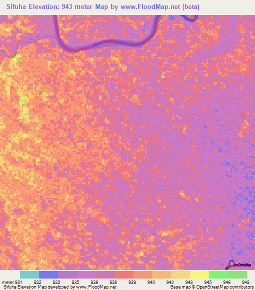 Sifuha,Namibia Elevation Map