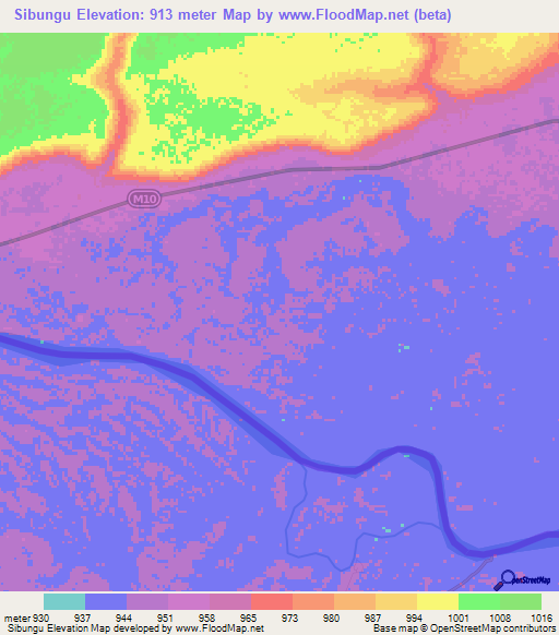 Sibungu,Namibia Elevation Map