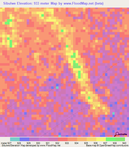 Sibulwe,Namibia Elevation Map