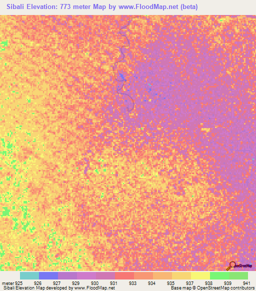 Sibali,Namibia Elevation Map