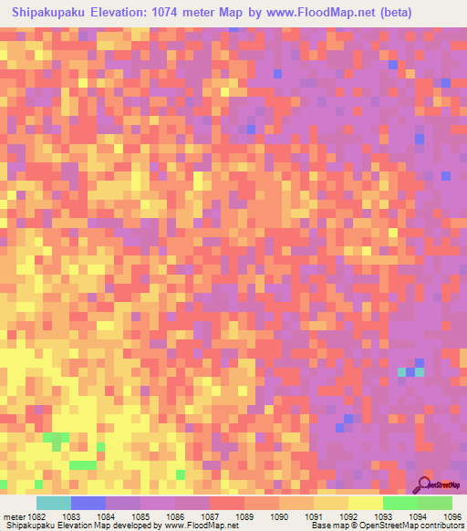 Shipakupaku,Namibia Elevation Map