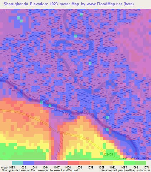 Sharughanda,Namibia Elevation Map