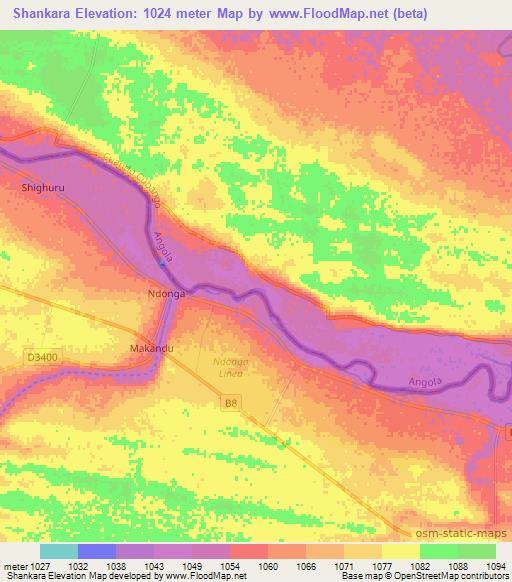 Shankara,Namibia Elevation Map
