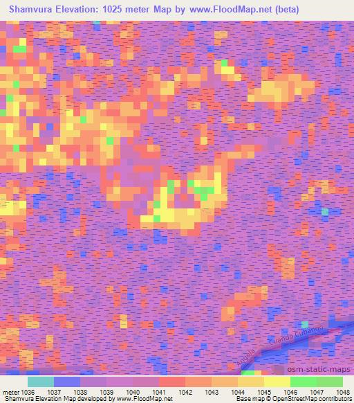 Shamvura,Namibia Elevation Map