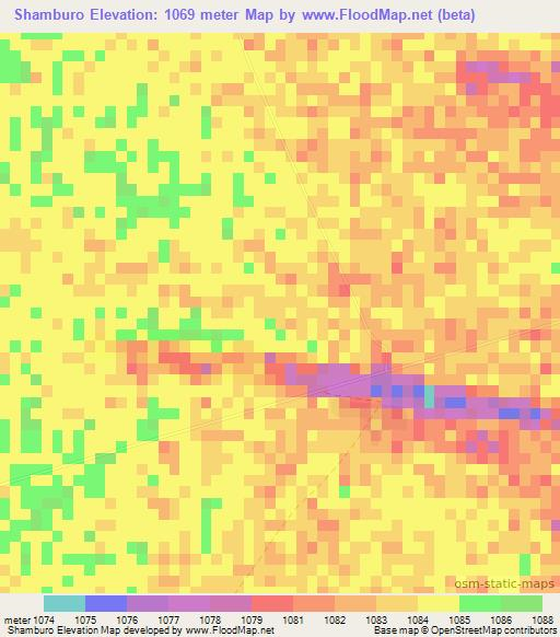 Shamburo,Namibia Elevation Map