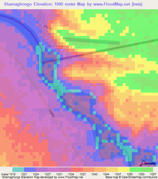 Shamaghongo,Namibia Elevation Map